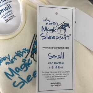 New! NWT Baby Merlin’s Magic Sleepsuit sz S 3-6 months 12-18 lbs, Light Yellow